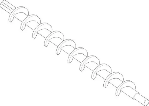 Förderschnecke von Bosch mit gewundenem Design und durchgehender Achse, geeignet für Transport und Förderung von Materialien in industriellen Anwendungen.